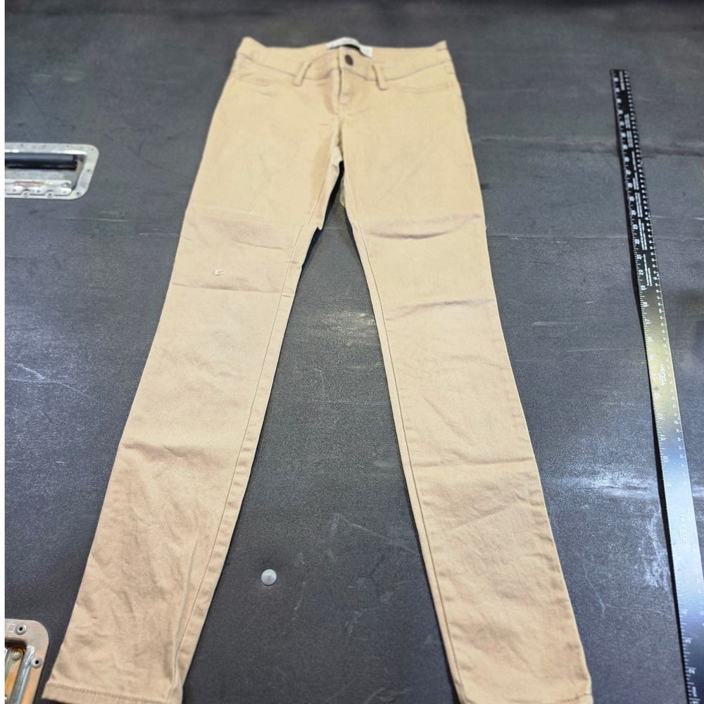 Hollister California Khaki Tan Skinny Chino Pants Womens Y2K 1R W25 L31 Low Rise